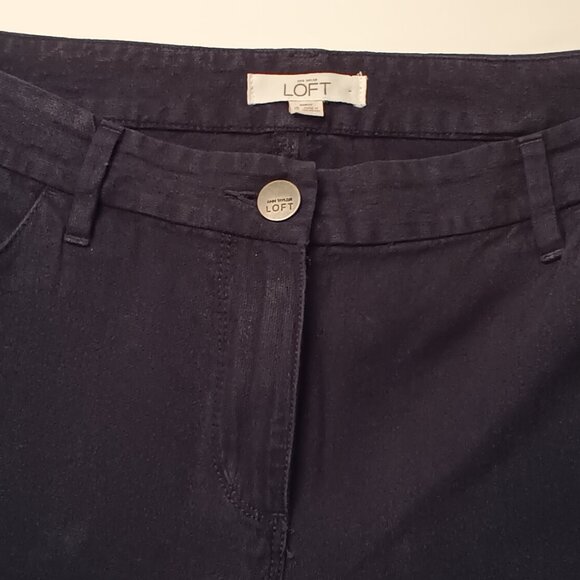 Loft Marisa Linen Blend Pants Size 10 Mid Rise Tapered Leg Navy Blue Color - Picture 4 of 10
